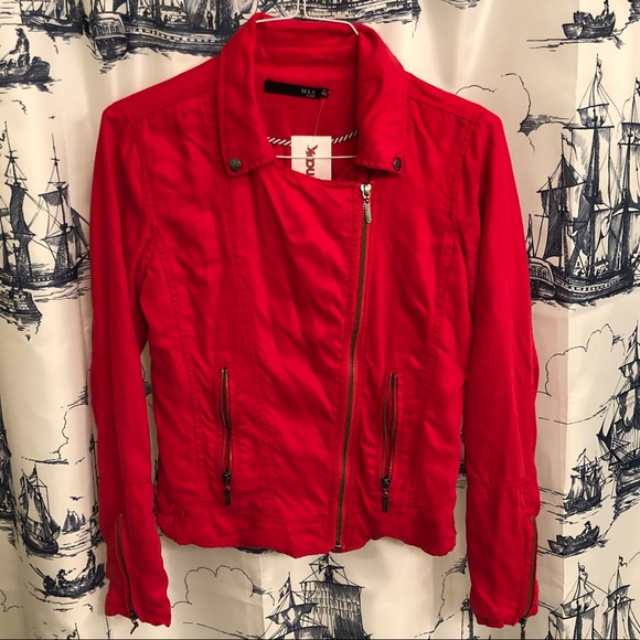 Max Jeans Jackets & Blazers - Max Jeans Tencel Moto Style NWT Red Jacket